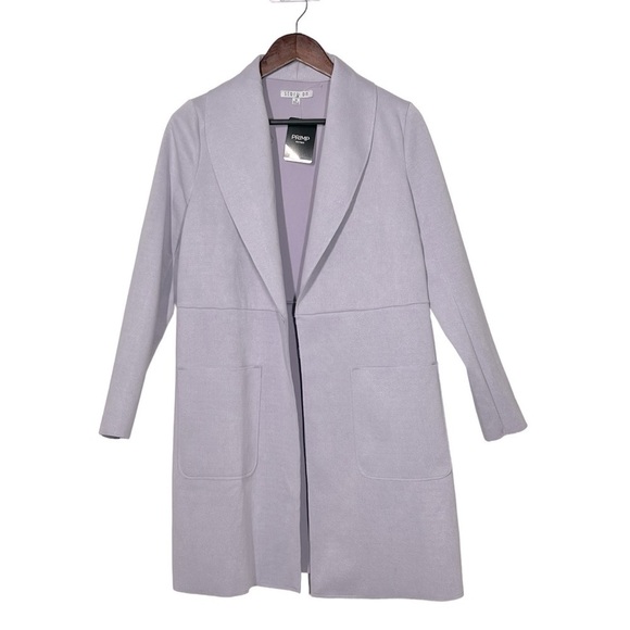 NWT STORY ON Amelia Open Front Long Blazer Lavender Suede Jacket Coat Size M - Picture 2 of 15